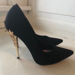 Black with gold stilettos